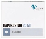 Пароксетин, таблетки покрытые пленочной оболочкой 20 мг 30 шт